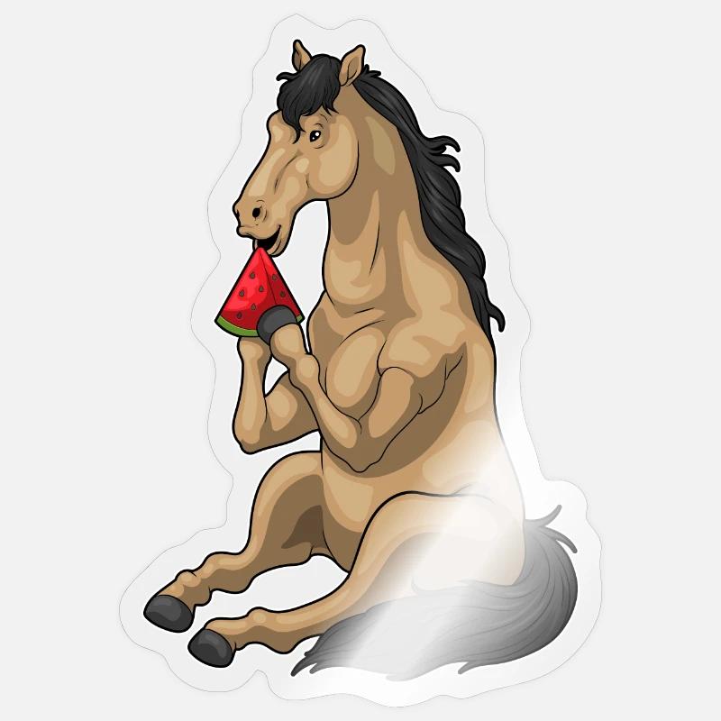 Pastèque cheval - Sticker taille S (10 x 10 cm) - brillant transparent