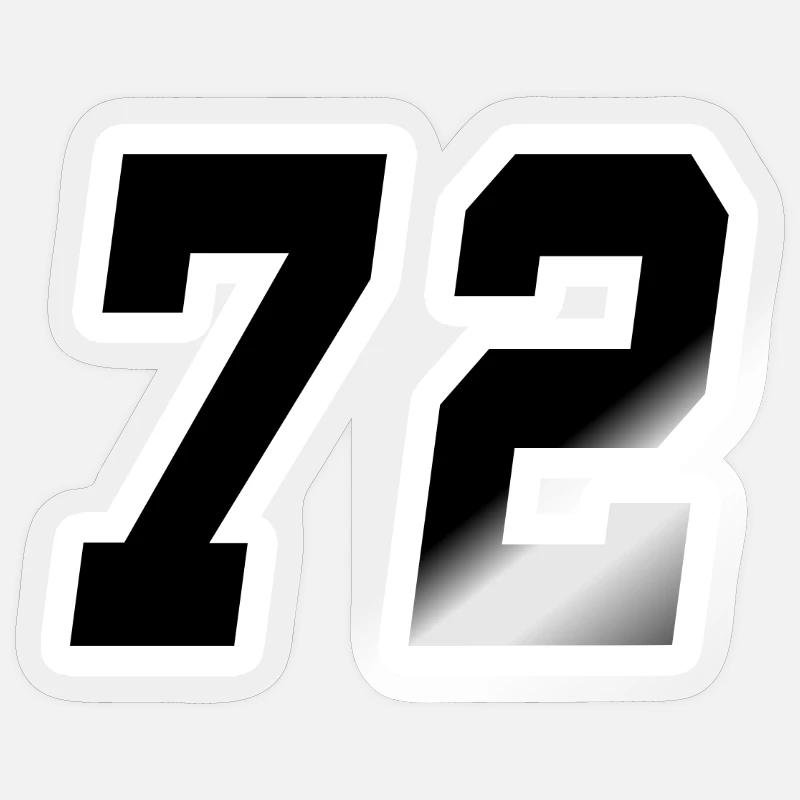 Nummer zweiundsiebzig 72 - Sticker Größe S (10 x 10 cm) - Transparent glänzend