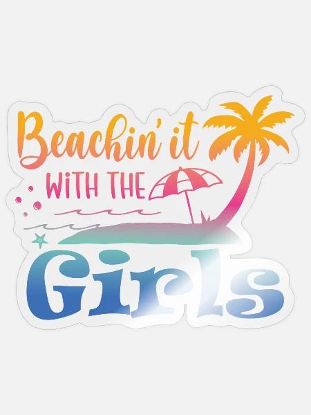 Wochenendstrand Mit Dem Mädchentrip - Sticker Größe S (10 x 10 cm) - Transparent glänzend