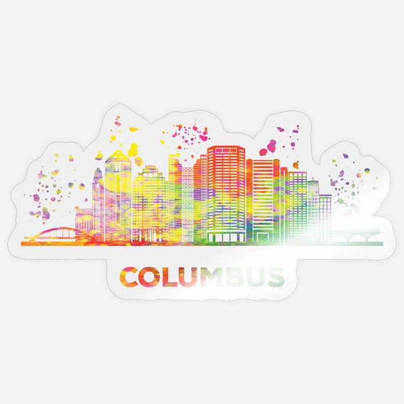 Columbusite Skyline Columbus - Sticker size S (10 x 10 cm) - transparent glossy