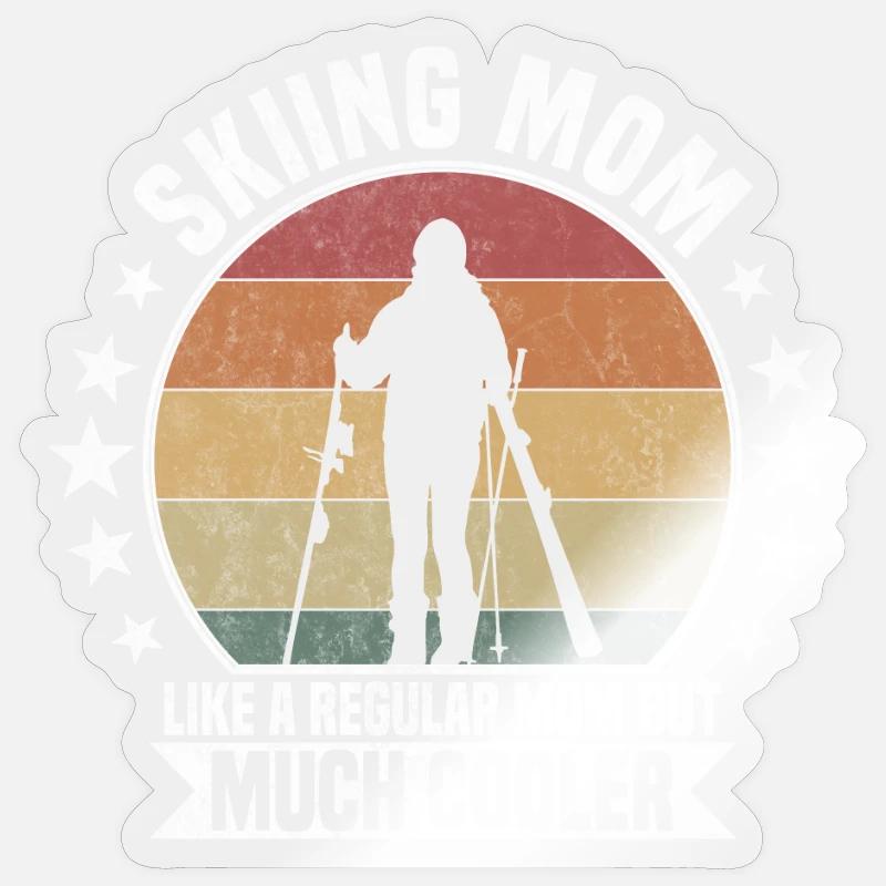 Skiing mom Ski - Sticker size S (10 x 10 cm) - transparent glossy