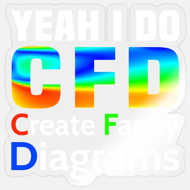 Ja ich mache CFD lustig Fluiddynamik Ingenieur - Sticker Größe S (10 x 10 cm) - Transparent glänzend