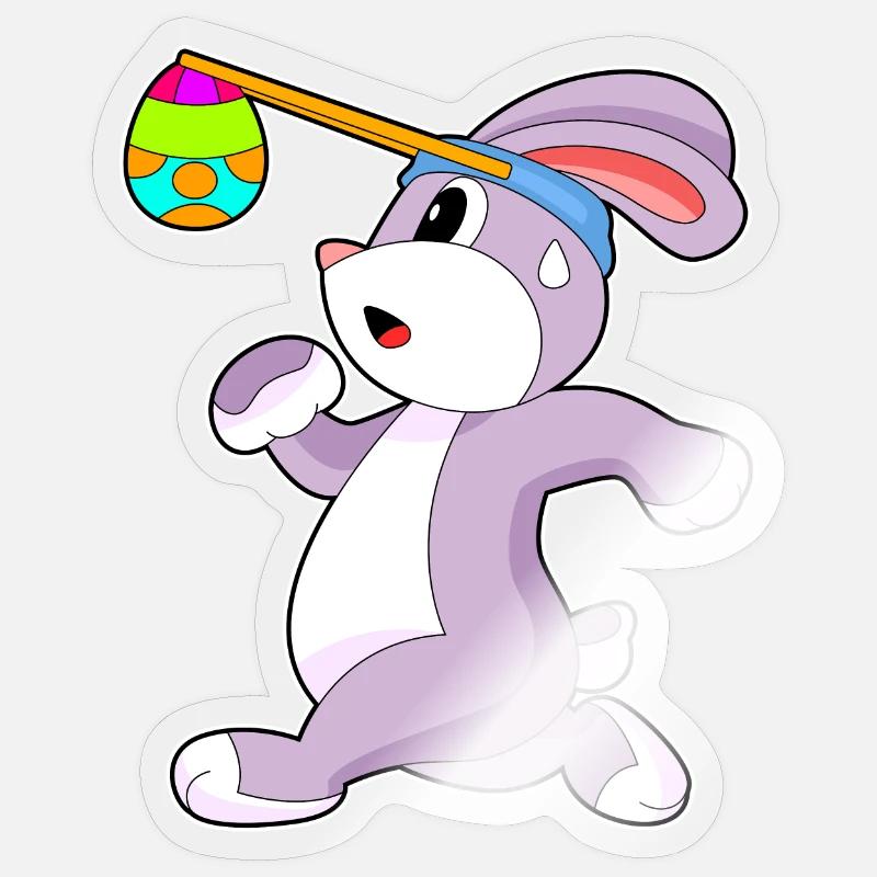 Bunny Easter Jogging - Sticker size S (10 x 10 cm) - transparent glossy