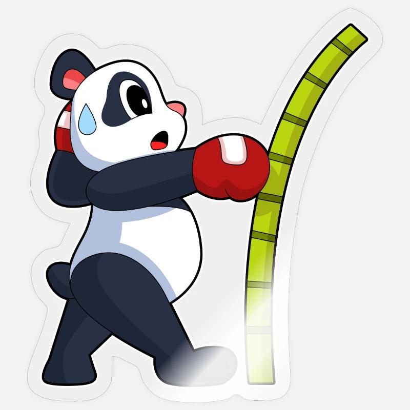 Panda Boxer Boxhandschuhe Boxen - Sticker Größe S (10 x 10 cm) - Transparent glänzend