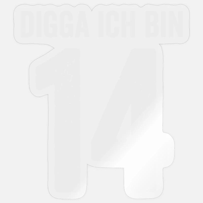 Digga Ich bin 14 Mädchen Junge 14. Geburtstag - Sticker Größe S (10 x 10 cm) - Transparent glänzend