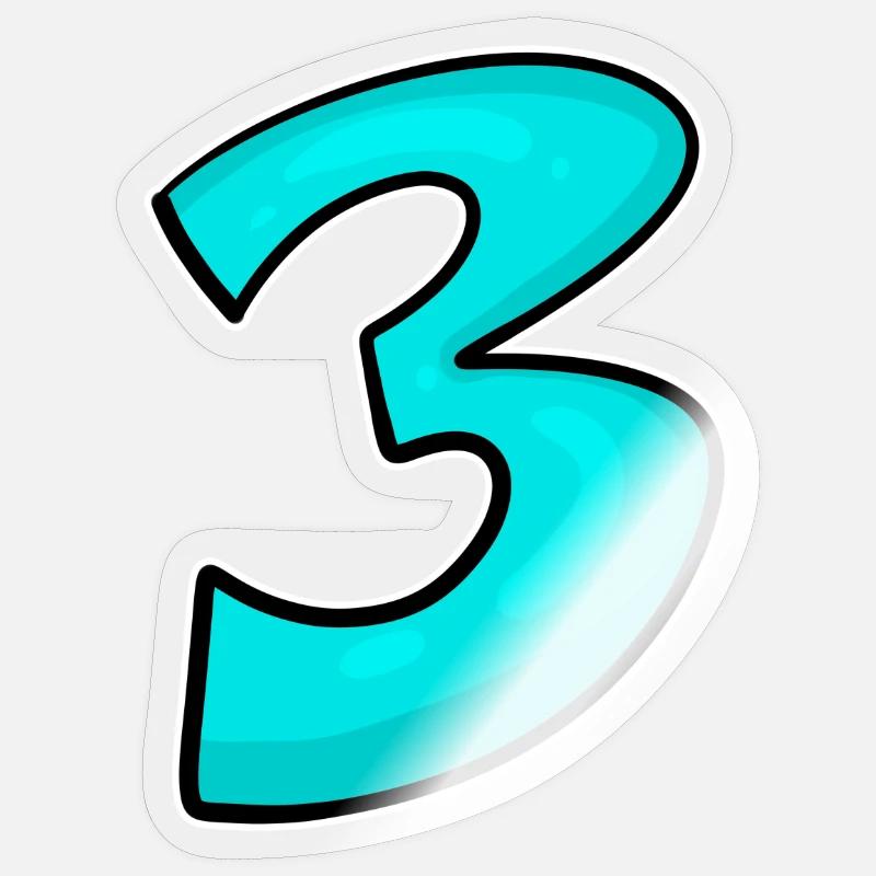 Trois - 3 - Numéro 3 - Numéro 3 - Sticker taille S (10 x 10 cm) - brillant transparent