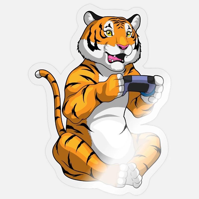 Tiger Gamer Controller - Sticker Größe S (10 x 10 cm) - Transparent glänzend
