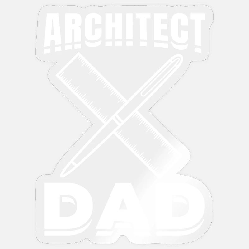 Papa architecte - Sticker taille S (10 x 10 cm) - brillant transparent