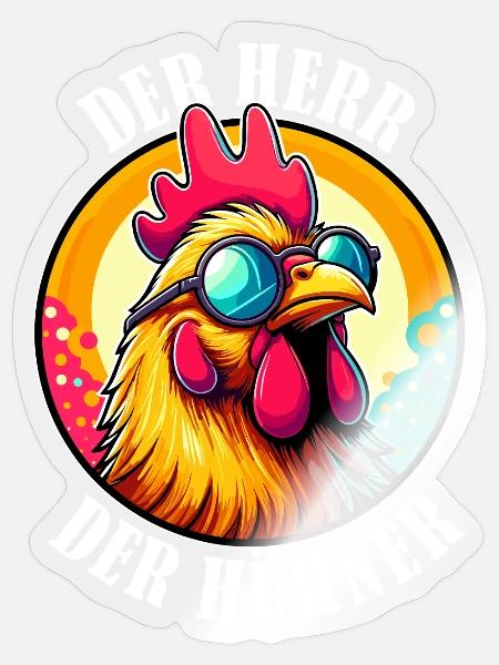 Hühner Huhn Bauernhof Herren lustig Hühnerstall - Sticker Größe S (10 x 10 cm) - Transparent glänzend