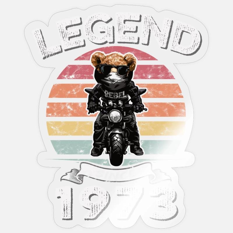 1973 Geburtstag Legend since sunset Teddy - Sticker Größe S (10 x 10 cm) - Transparent glänzend
