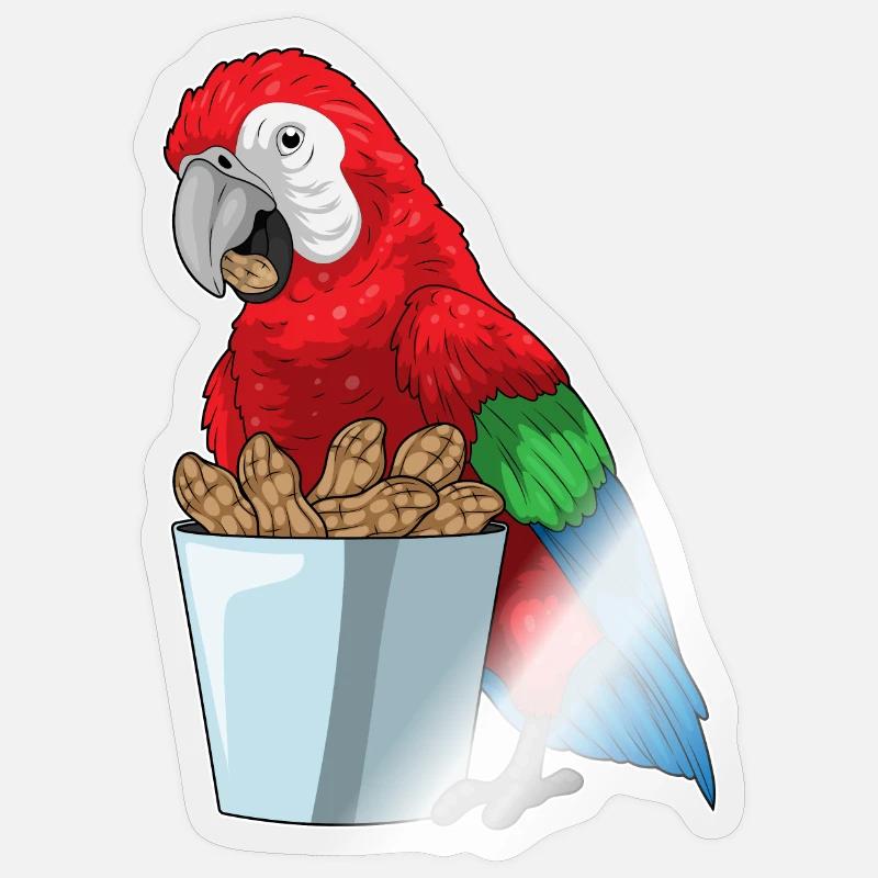 Cacahuètes perroquets - Sticker taille S (10 x 10 cm) - brillant transparent