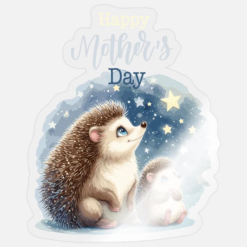 Muttertag Mama Igel Kind Mutter Geschenk Familie Sticker Größe S (10 x 10 cm)