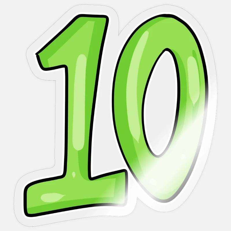 Dix numéros 10 Nombre - Sticker taille S (10 x 10 cm) - brillant transparent