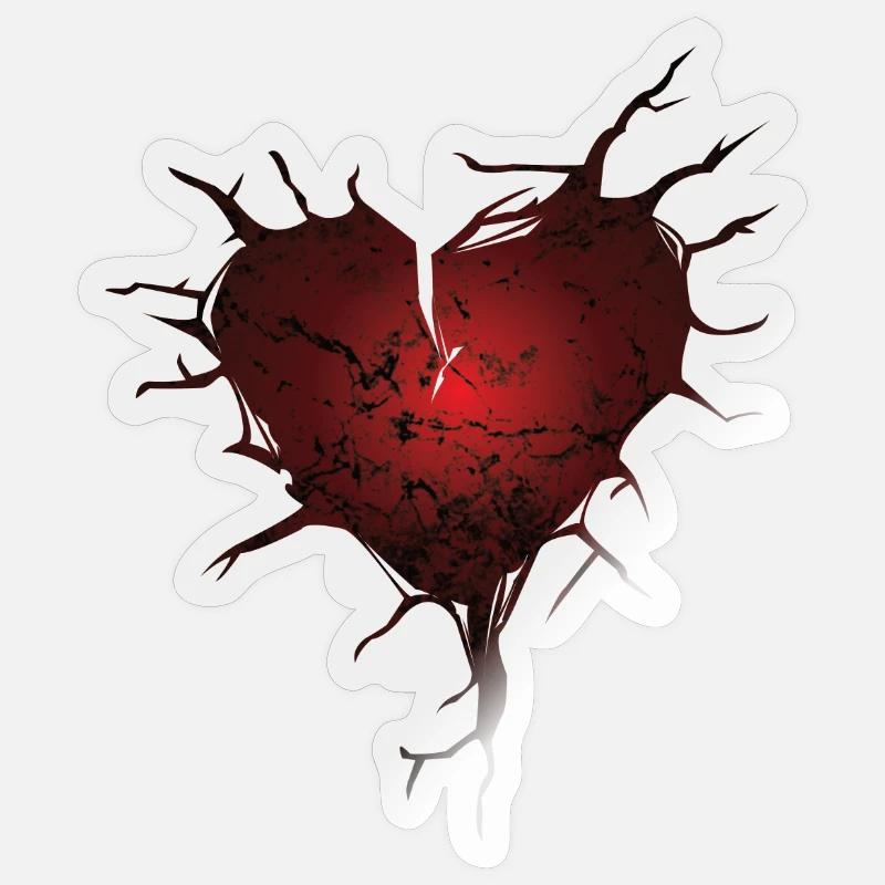 Cracks Heart Gift Sticker size S (10 x 10 cm)