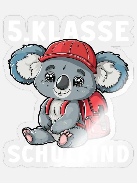 5 Klasse Koalabär Koala Koalabären Fünftklässler - Sticker Größe S (10 x 10 cm) - Transparent glänzend