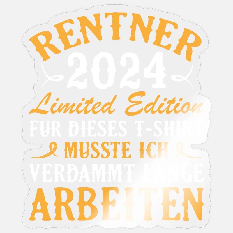 Ruhestand 2024 - Rente Geschenk lustig mit Spruch - Sticker Größe S (10 x 10 cm) - Transparent glänzend