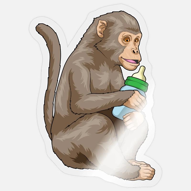 Biberon Monkey - Sticker taille S (10 x 10 cm) - brillant transparent