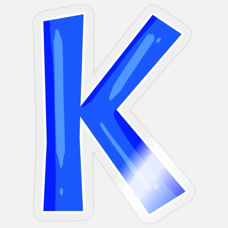 Lettre K - Lettre initiale K - Sticker taille S (10 x 10 cm) - brillant transparent