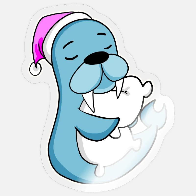 Seelöwe Müde Ausschlafen Schlafen Mädchen - Sticker Größe S (10 x 10 cm) - Transparent glänzend