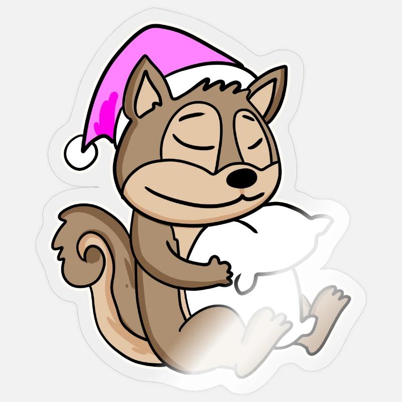 Eichhörnchen Müde Ausschlafen Schlafen Mädchen - Sticker Größe S (10 x 10 cm) - Transparent glänzend