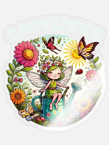 Garten Gartenfee Gärtnerin Blumen Schrebergarten - Sticker Größe S (10 x 10 cm) - Transparent glänzend