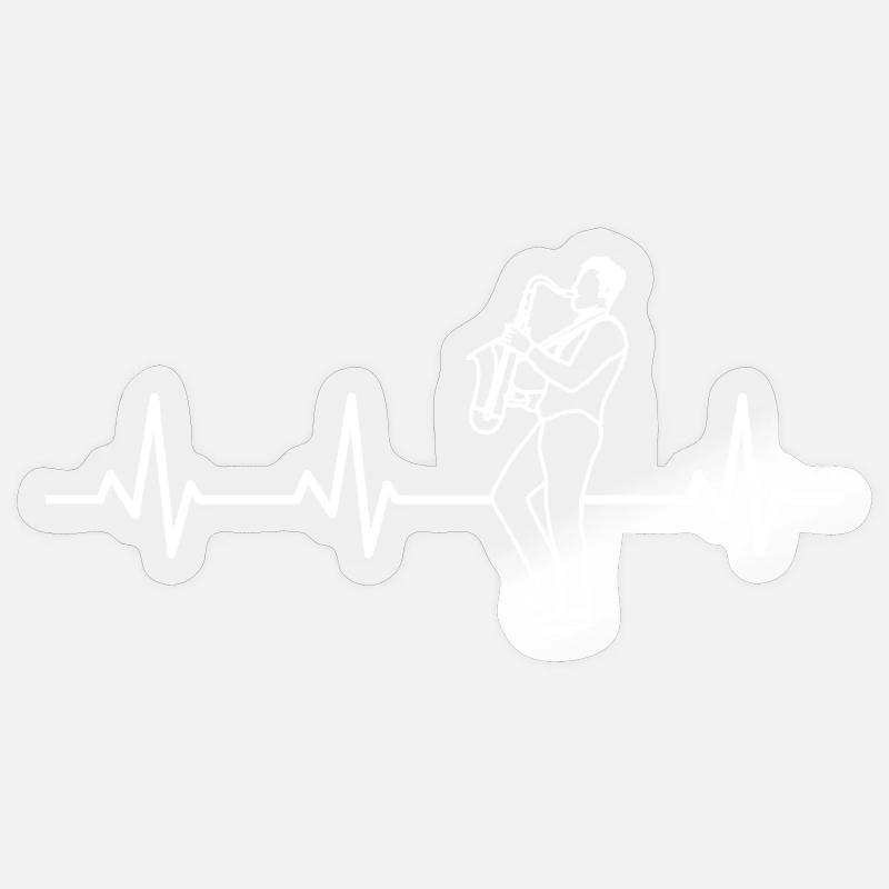 Palpitations cardiaques du saxophoniste - Sticker taille S (10 x 10 cm) - brillant transparent