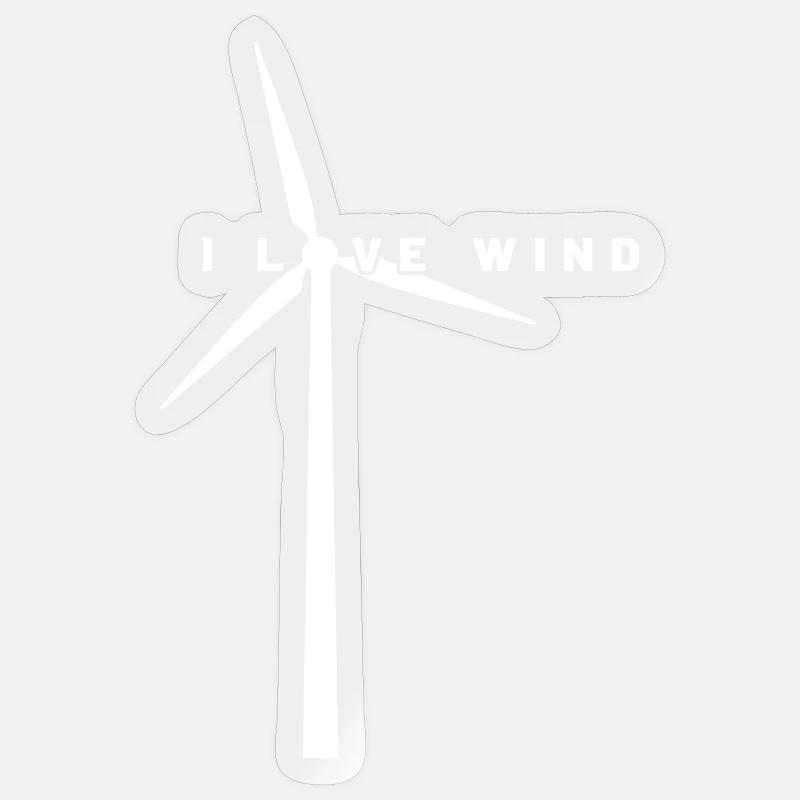 Énergie éolienne - J’aime le vent - Énergie éolienne - Parc éolien Sticker taille S (10 x 10 cm)
