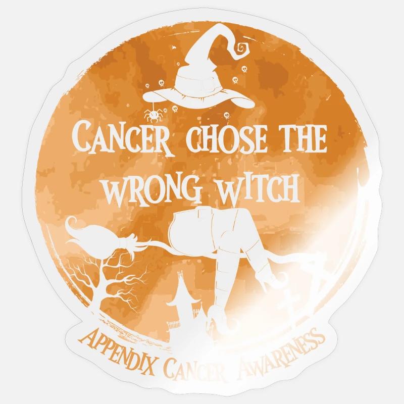 Cancer Chose The Wrong Witch Appendectomy Sticker size S (10 x 10 cm)