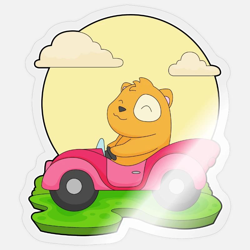 Hamster Auto - Sticker Größe S (10 x 10 cm) - Transparent glänzend