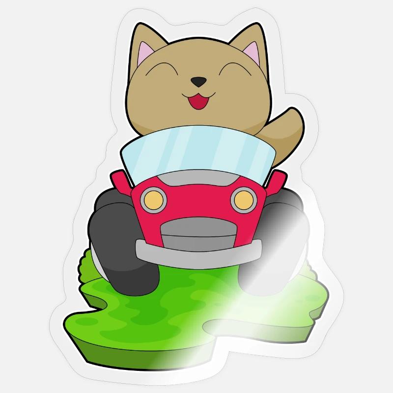 Voiture de chat - Sticker taille S (10 x 10 cm) - brillant transparent