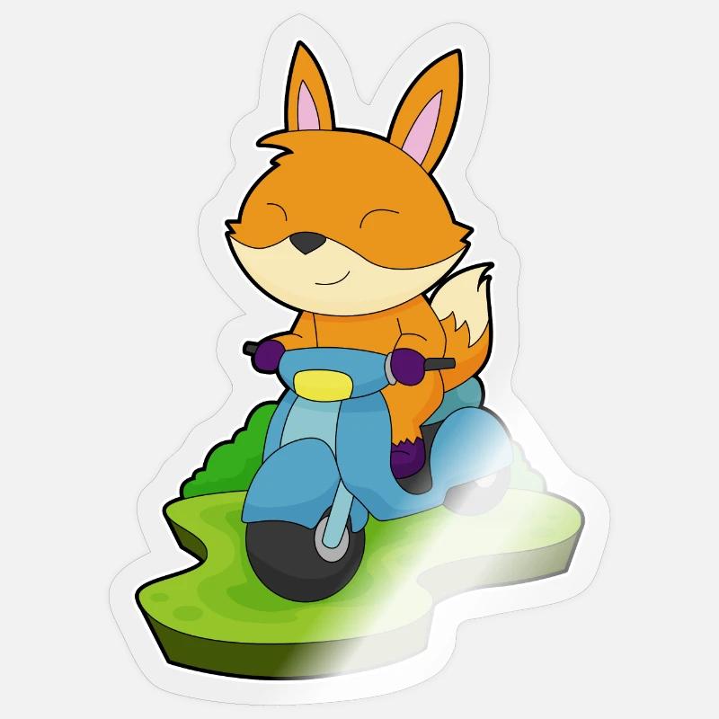 Fuchs Motorroller - Sticker Größe S (10 x 10 cm) - Transparent glänzend