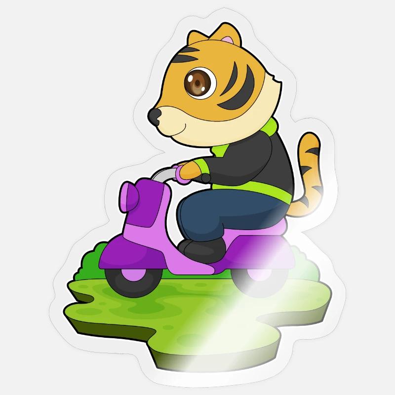 Tiger Motorroller - Sticker Größe S (10 x 10 cm) - Transparent glänzend