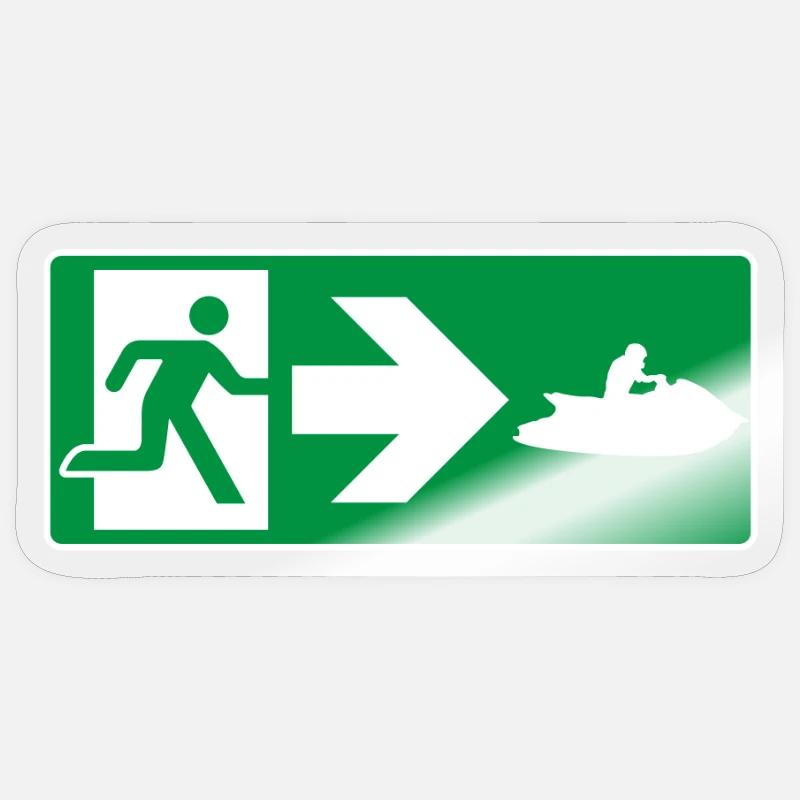 Emergency Exit Jet Ski Jet Skier - Sticker size S (10 x 10 cm) - transparent glossy