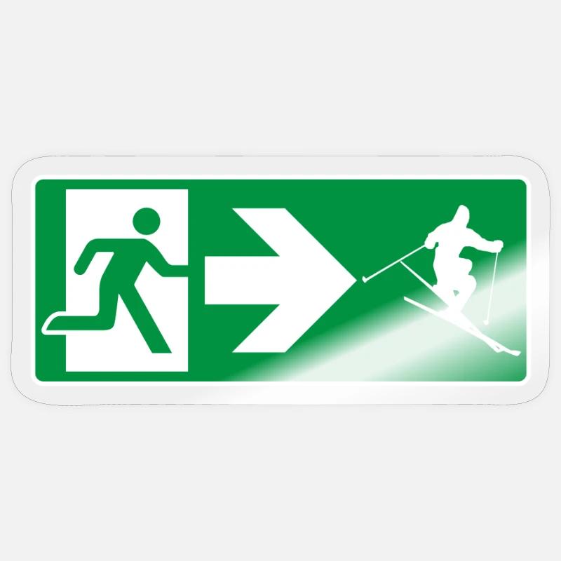 Emergency exit ski skier Sticker size S (10 x 10 cm)