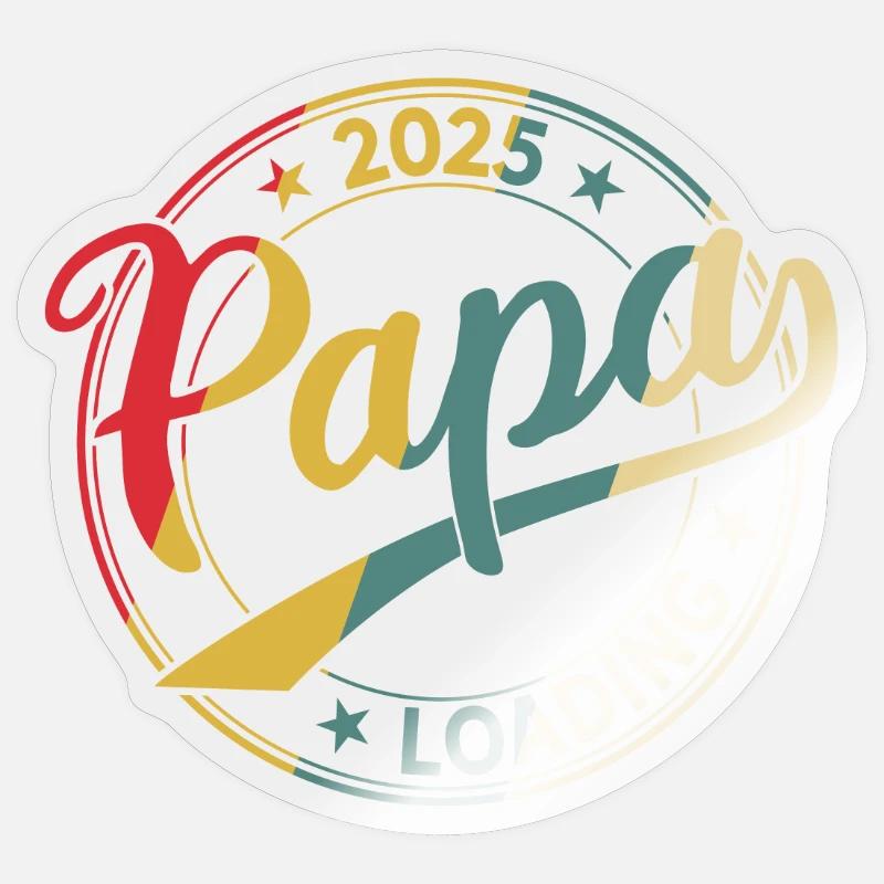 Papa 2025 Loading Retro Werdender Papa 2025 - Sticker Größe S (10 x 10 cm) - Transparent glänzend