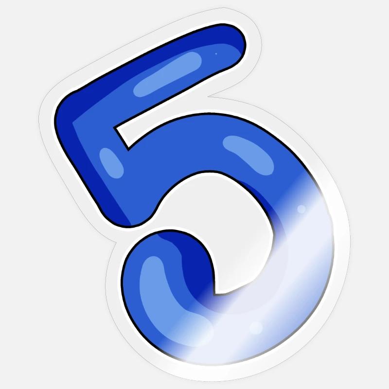 5 Blue - Sticker size S (10 x 10 cm) - transparent glossy
