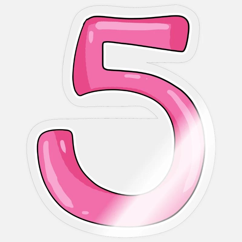 Cinq chiffres numéro 5 - Sticker taille S (10 x 10 cm) - brillant transparent