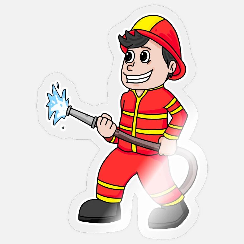 Pompiers Jeune pompier - Sticker taille S (10 x 10 cm) - brillant transparent
