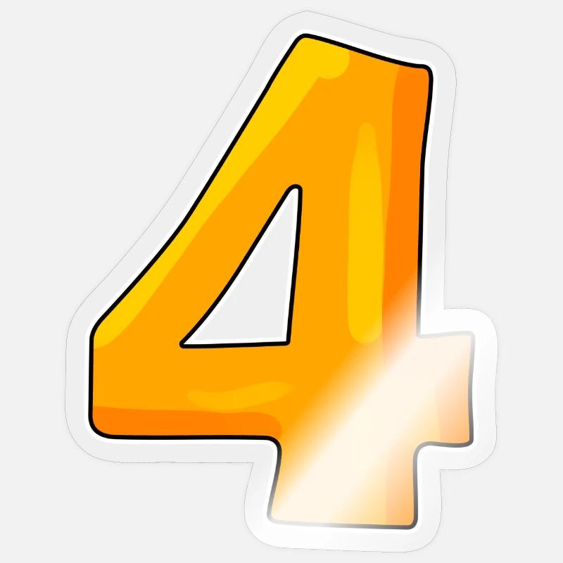Numéro numéro 4 - Sticker taille S (10 x 10 cm) - brillant transparent