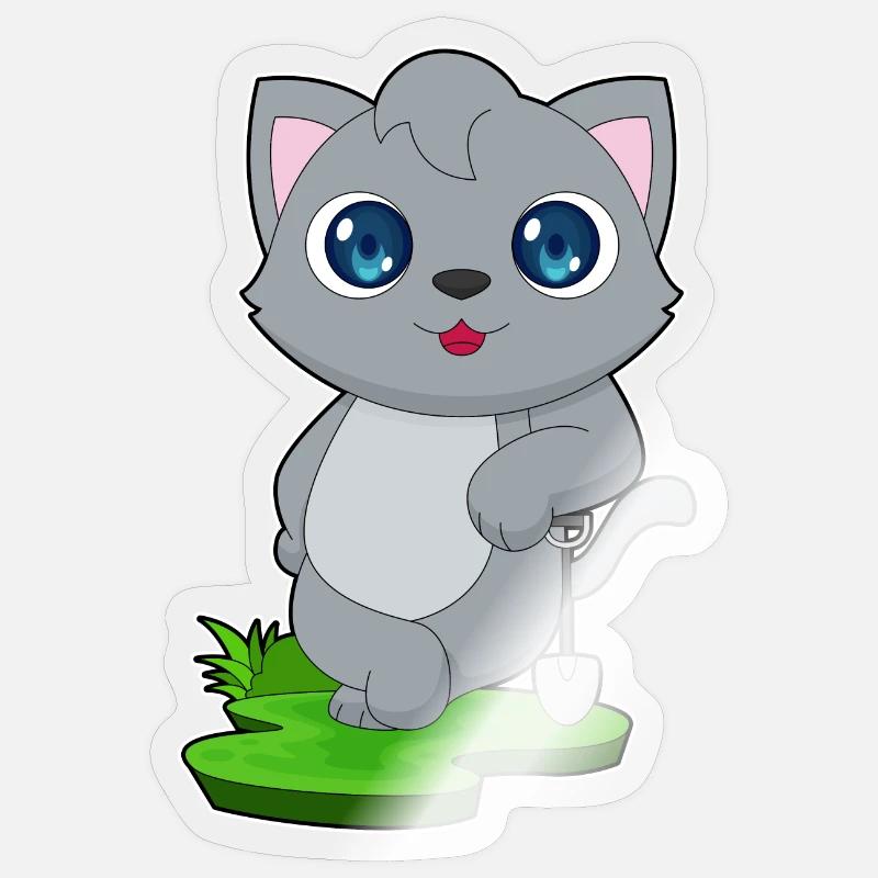 Katze Schaufel - Sticker Größe S (10 x 10 cm) - Transparent glänzend