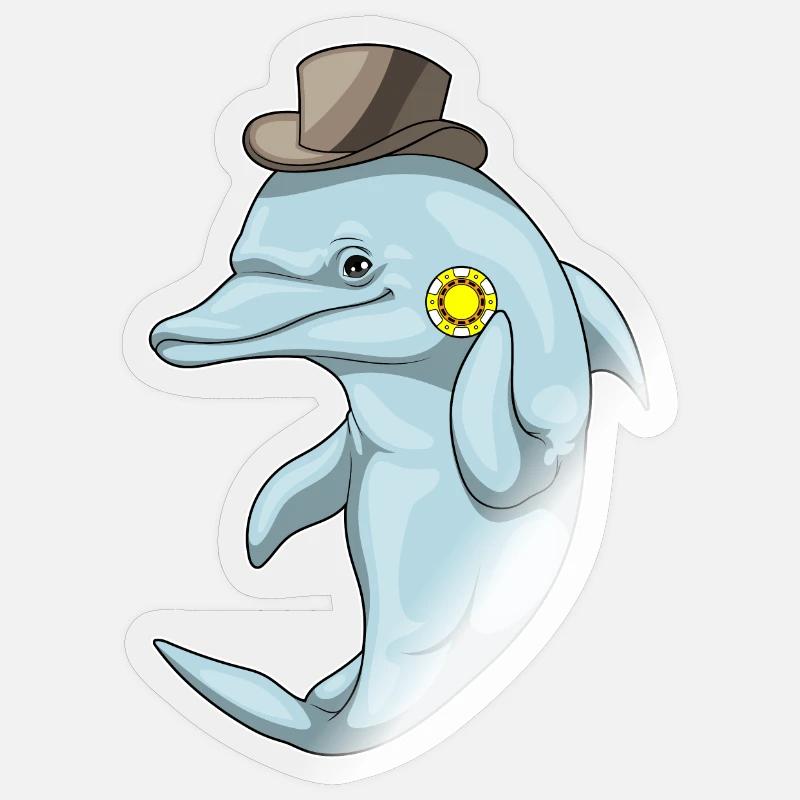 Delfin Poker Pokerchips - Sticker Größe S (10 x 10 cm) - Transparent glänzend