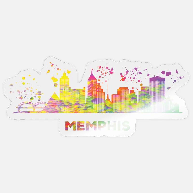 Memphean Skyline Memphis - Sticker Größe S (10 x 10 cm) - Transparent glänzend