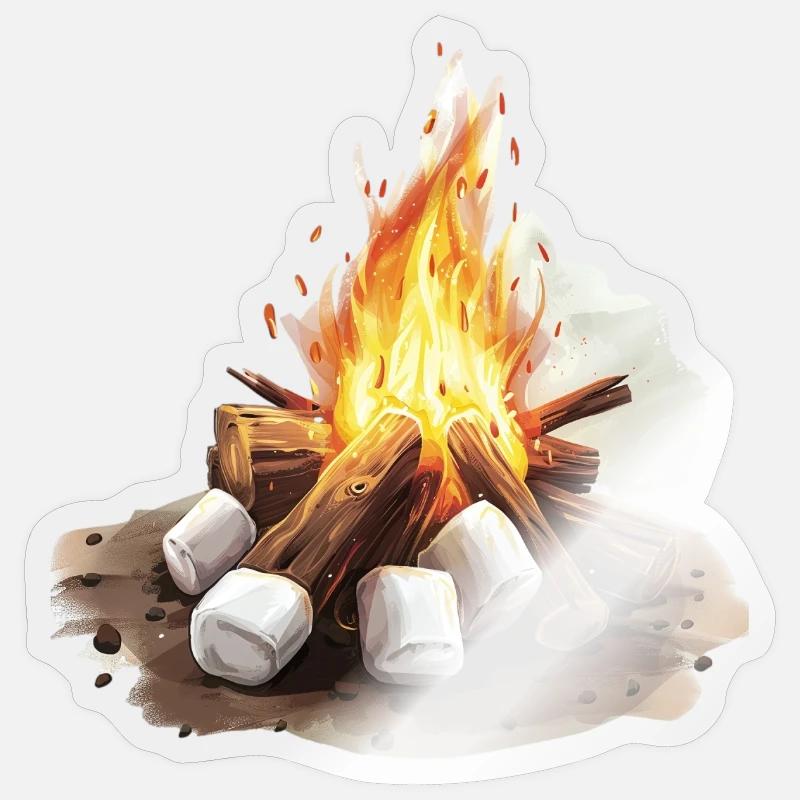 Cozy campfire with marshmallows - Sticker size S (10 x 10 cm) - transparent glossy