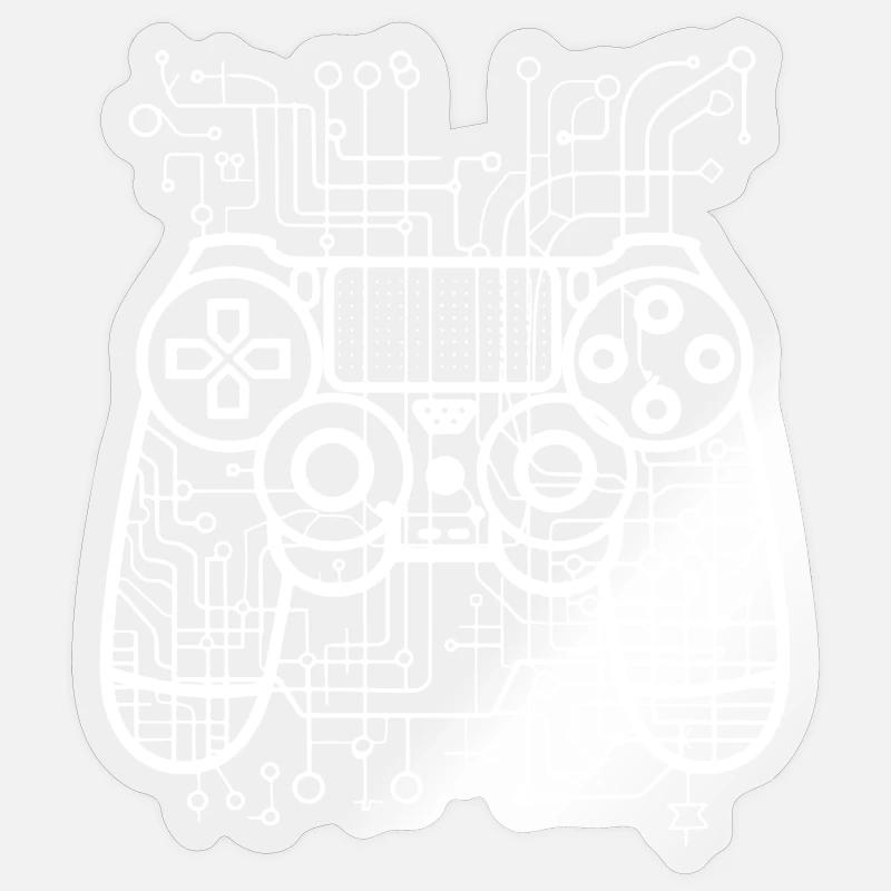 Gaming Controller Drawing - Sticker size S (10 x 10 cm) - transparent glossy