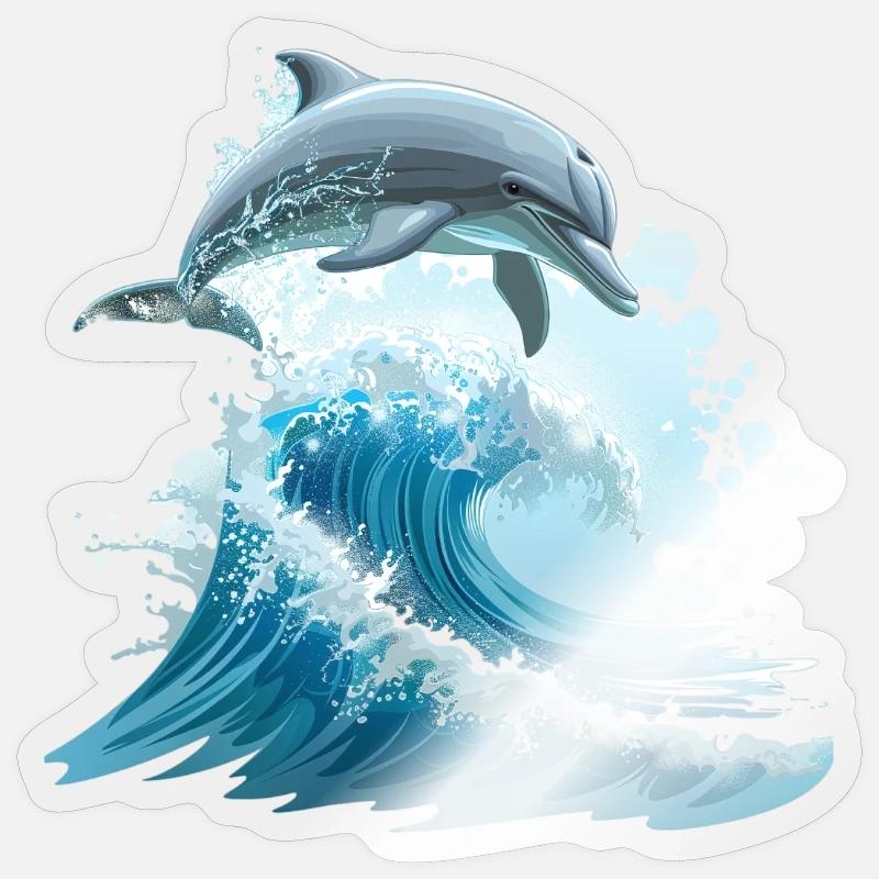 Dauphin Océan Saut Mer - Sticker taille S (10 x 10 cm) - brillant transparent