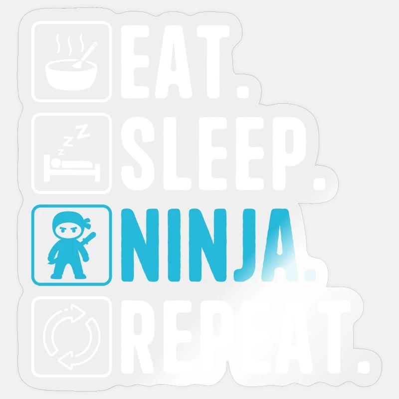 Eat Sleep Ninja Repeat Ninja Karate Junge Ninja Sticker Größe S (10 x 10 cm)