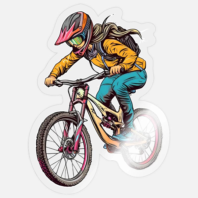 Fille de bicyclette Sticker taille S (10 x 10 cm)