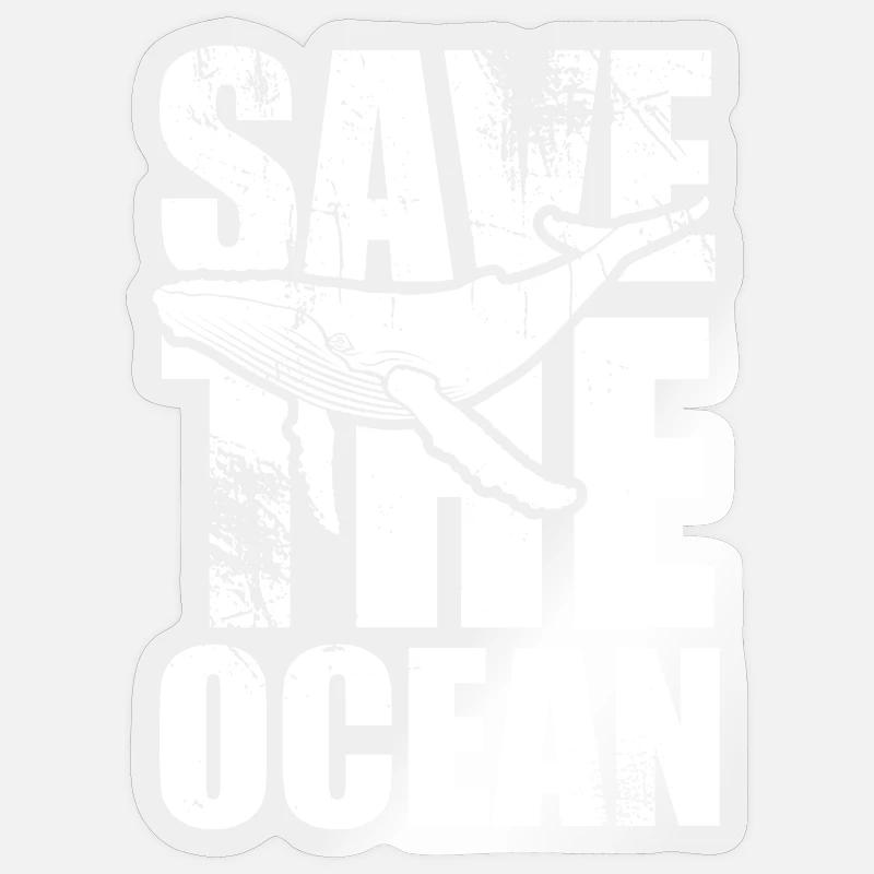 Save the ocean - Wal - Buckelwal - Geschenk Sticker Größe S (10 x 10 cm)
