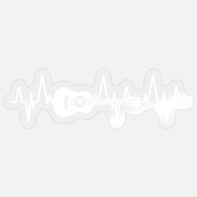Ukulélé Heart Line - Sticker taille S (10 x 10 cm) - brillant transparent