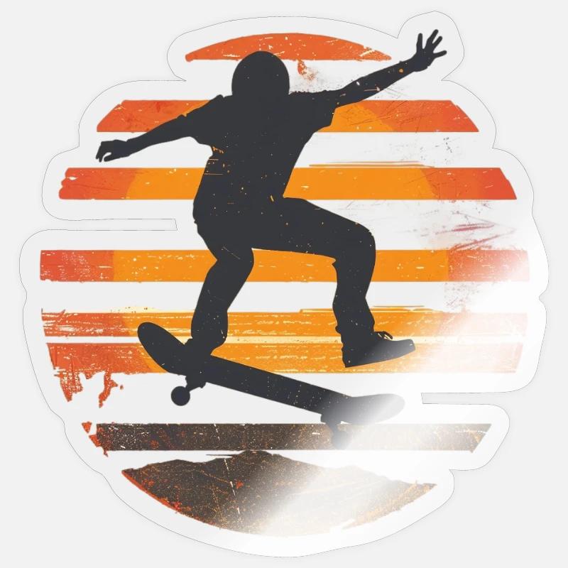 Sunset Skateboard Silhouette - Sticker size S (10 x 10 cm) - transparent glossy